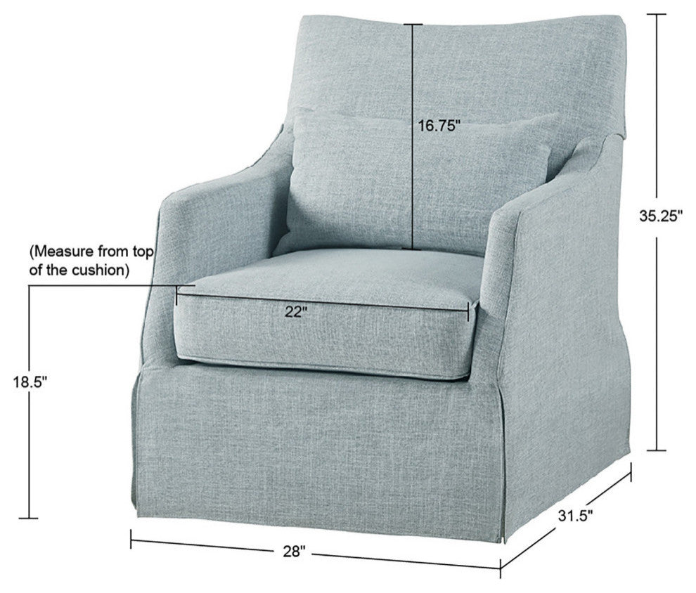 Martha Stewart London Skirted Swivel Chair, Light Blue, image size:990x844