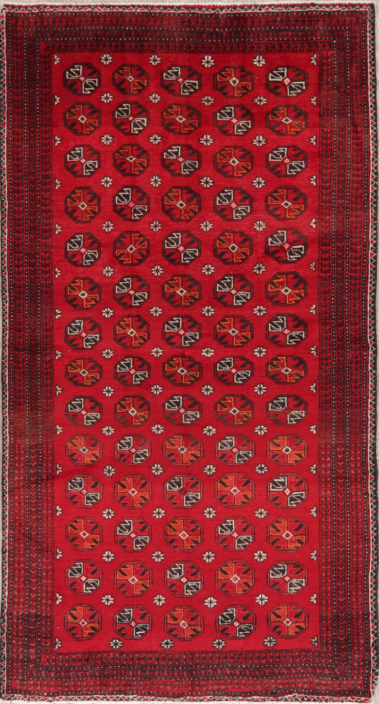 Consigned, Oriental Traditional Afghan Hand-Knotted Area Rug, Red, 3x6