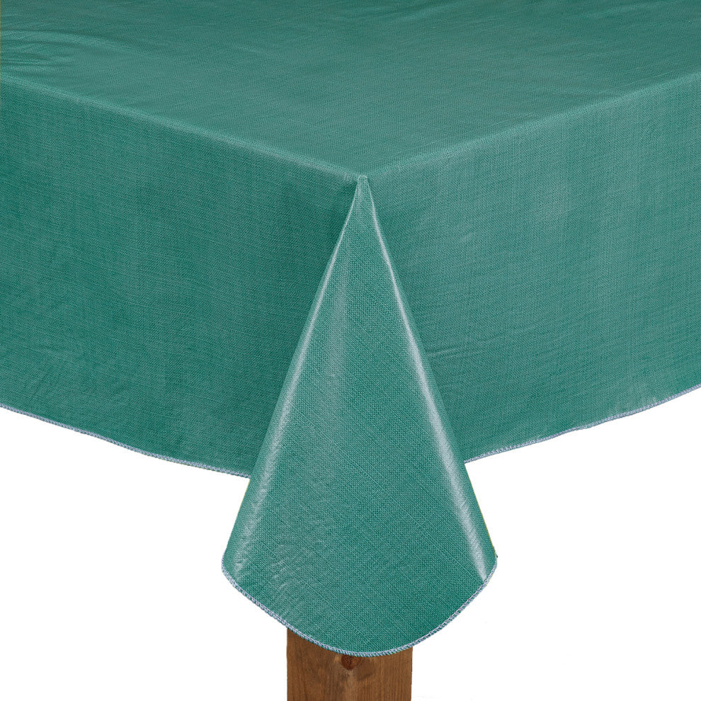Cafe Deauville 100% Vinyl Tablecloth, Teal, 60"x84"