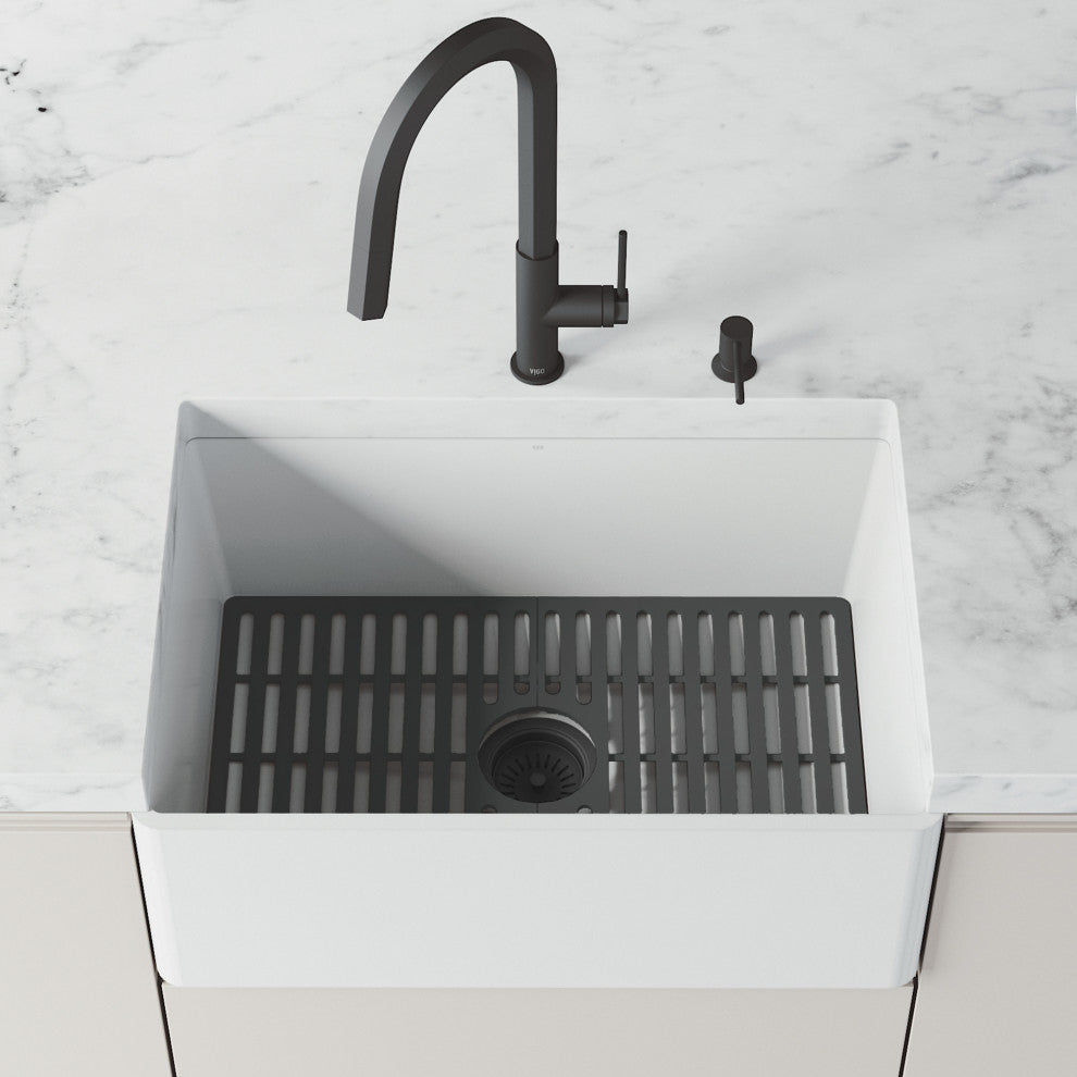 VIGO Silicone Protective Bottom Grid for Single Bowl Kitchen Sink, Matte Black, 24" L X 15" W
