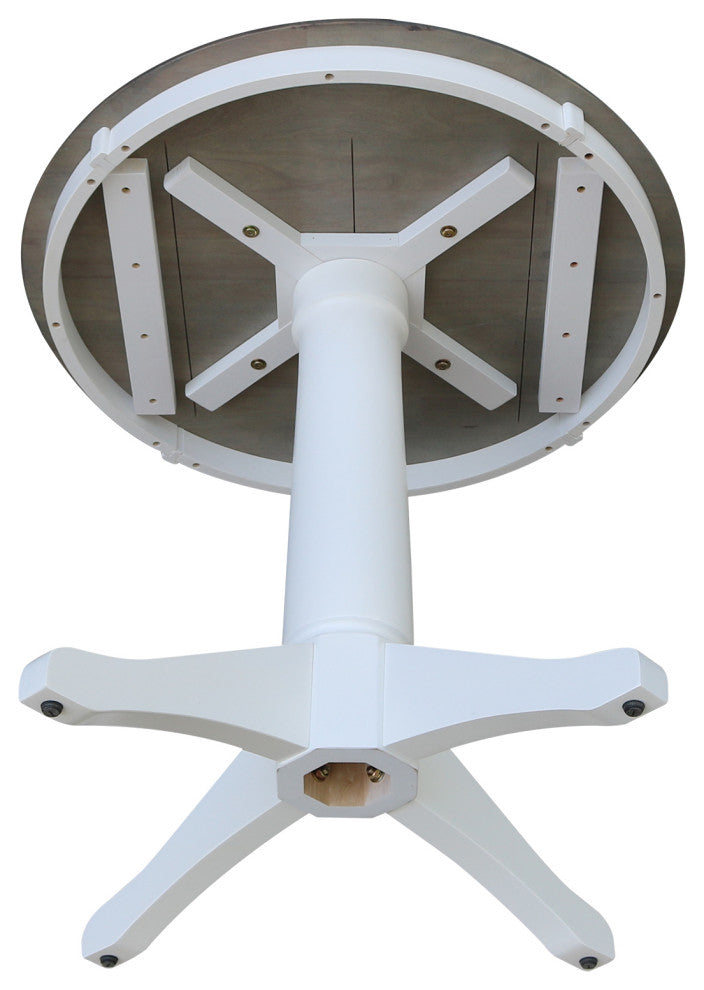 Round Top Pedestal Table, White/Heather Gray, 30" Round