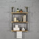 Juneau Industrial Wall Mounted 24" Rack, Brushed Brass Gray Steel/Natural Wood