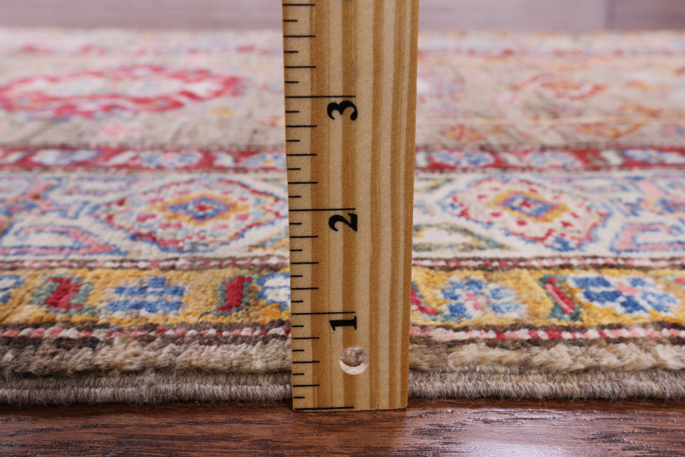 2' 6" X 10' 0" Runner Super Kazak Hand-Knotted Wool Rug Q8346
