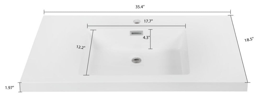 35" Solid Surface Resin Streamline K-1407-35 Vanity Top