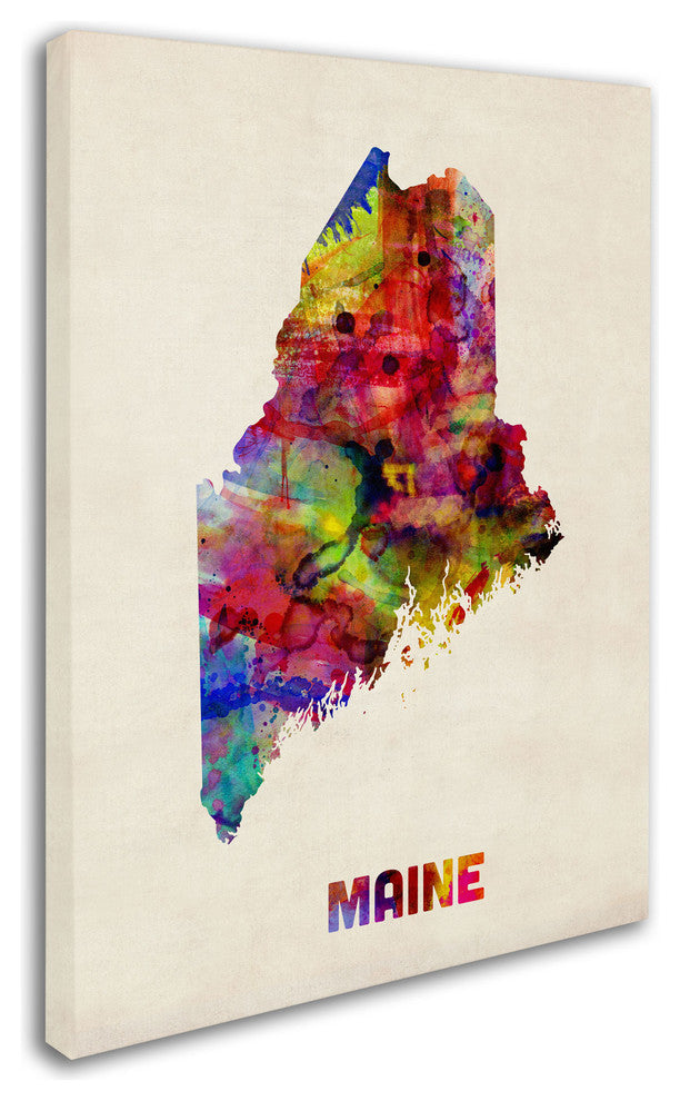 'Maine Map' Canvas Art by Michael Tompsett