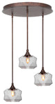 Empire 3-Light Cluster Pendalier, Bronze/Clear Bubble