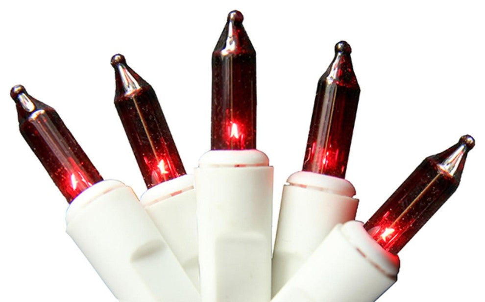 Super Mini Christmas Lights, White Wire, Red