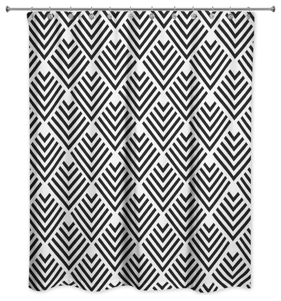 Geo Arrows Shower Curtain, Black