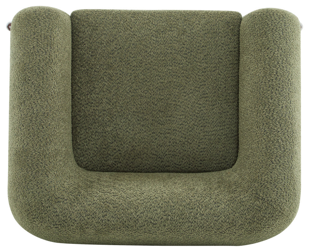 GDF Studio Modern Upholstered Boucle Accent Armchair With Wood Legs, Olive Green