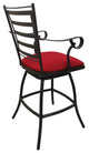 Outdoor Patio Stool Jenna With Arms, Red Linen on Dark Nut, 35"