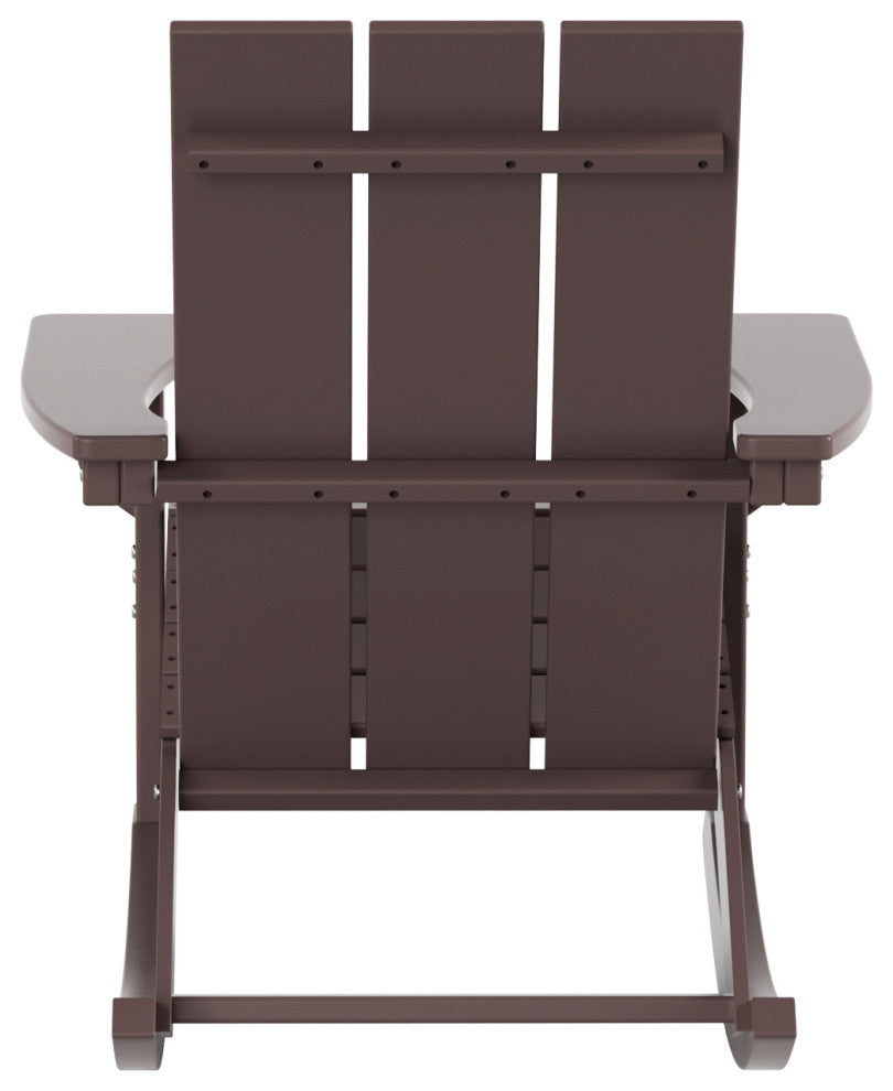 WestinTrends 3PC Outdoor Patio Adirondack Rocking Chair, Side Table Set, Dark Brown