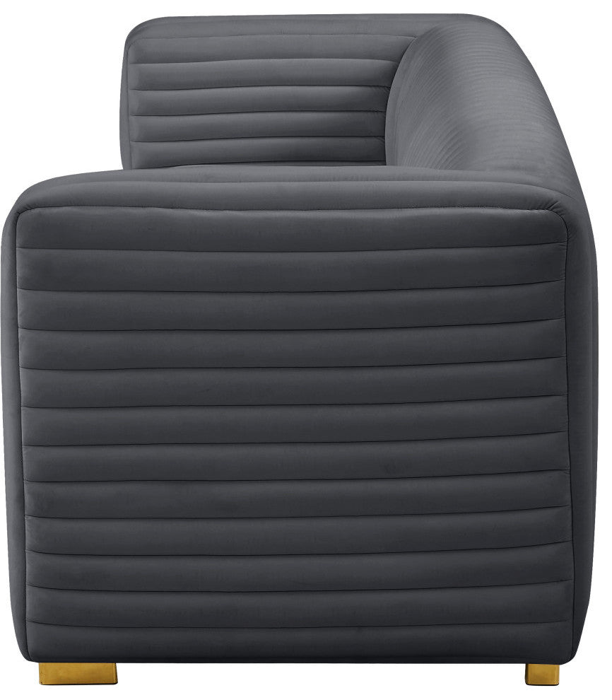 Ravish Velvet Upholstered Chair, Gray, Sofa