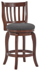 Rosann Slat Back Linen 24" Swivel Counter Stool, Dark Grey