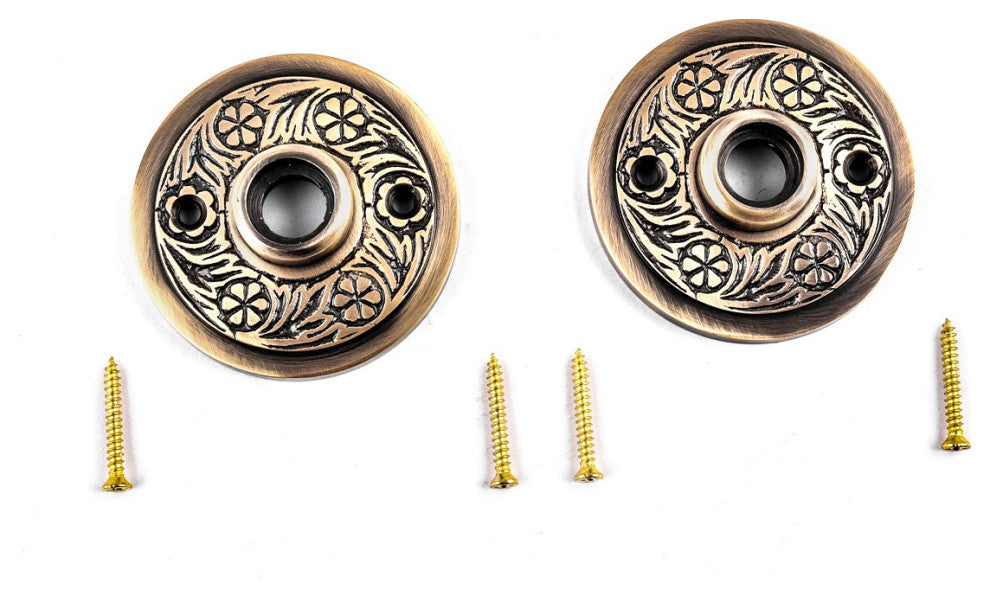2 Pair Victorian Rosette Cast Antique Brass Door Hardware Renovators Supply