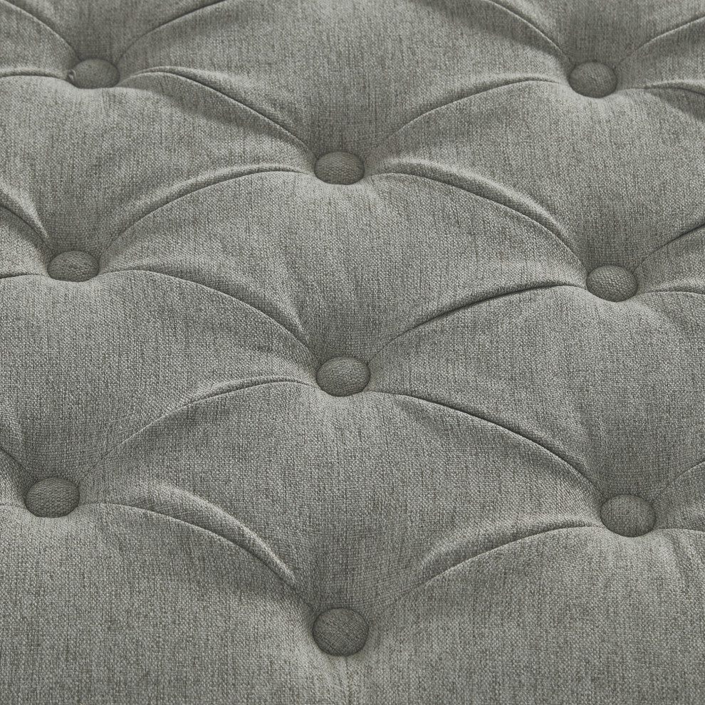Rustic Manor Umar Chair, Button Tufted, Linen, Gray