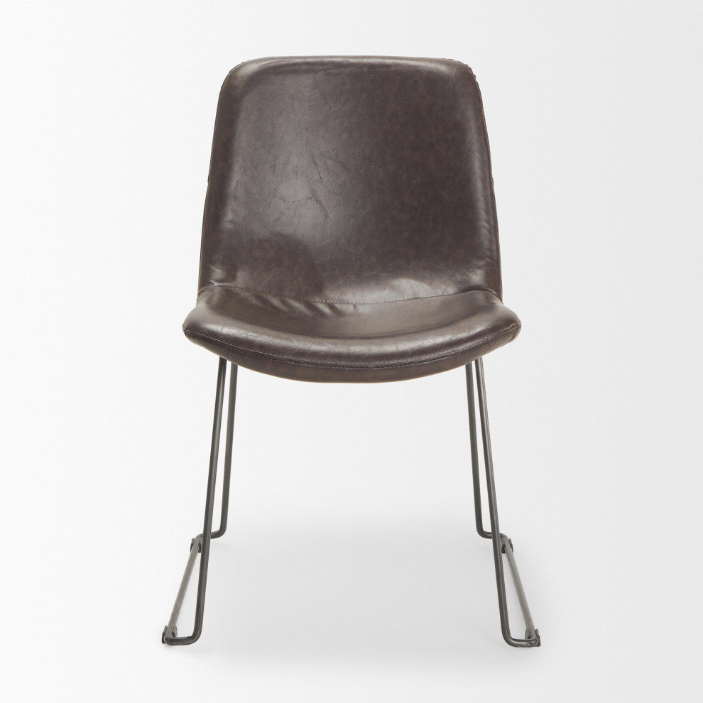 Sawyer I Dining Chair, Set of 2, Black, Genuine Leather