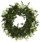 18" Eucalyptus and Dancing Daisy Double Ring Artificial Wreath With Twig Base