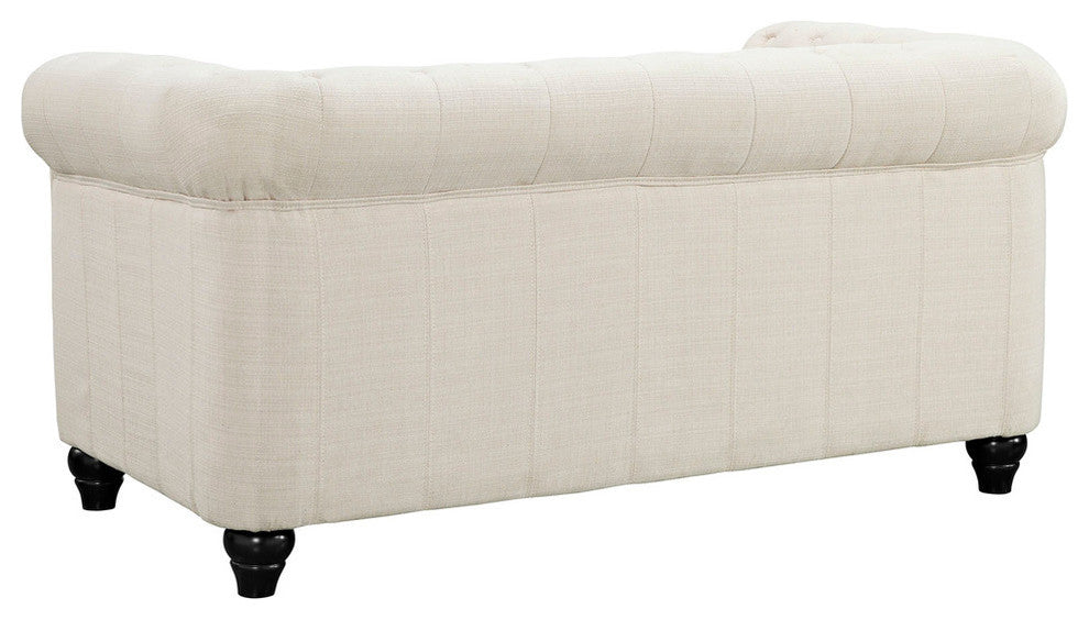 Modern Urban Contemporary Fabric Loveseat, Beige Fabric