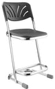 NPS Elephant Z-Stool With Backrest, Black Seat and Chrome Frame, 22 in. Height