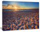 Trodden Sandy Beach at Sunset, Seashore Canvas Art Print, 60"x28"