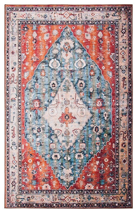 Safavieh Tucson TSN104 Rug Machine-Washable, Beige/Blue, 3'x5'