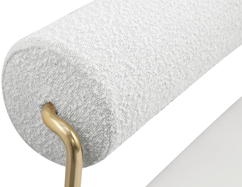 Carly Vegan Leather Upholstered Vegan Leather Bench, Cream