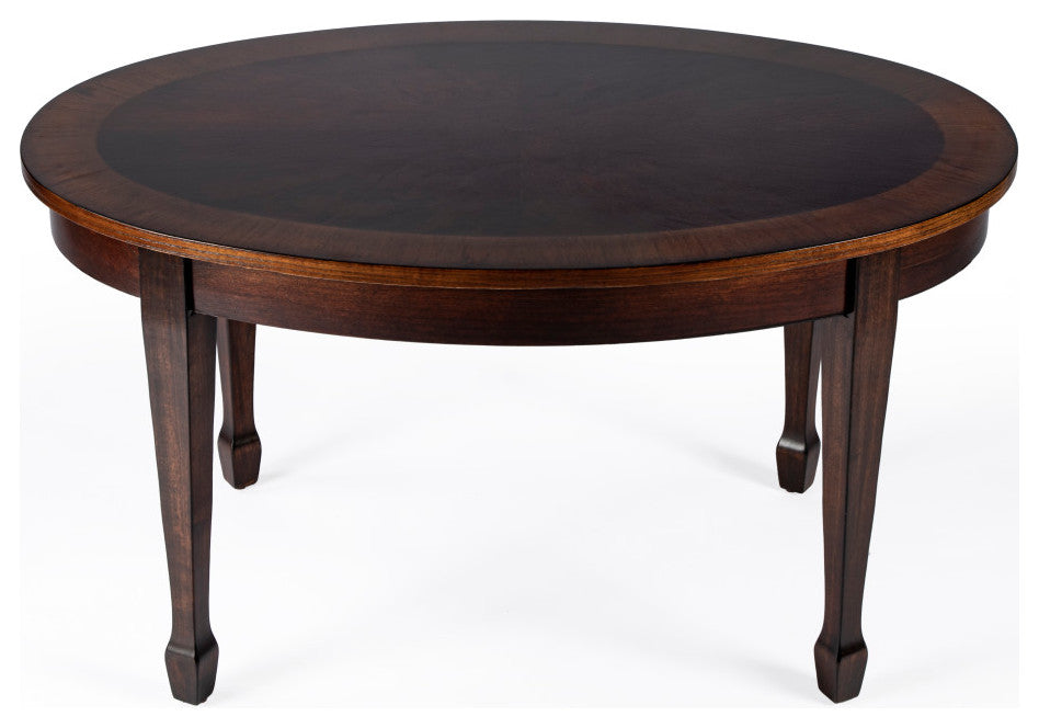 Clayton Oval Wood Cocktail Table, Cherry Brown