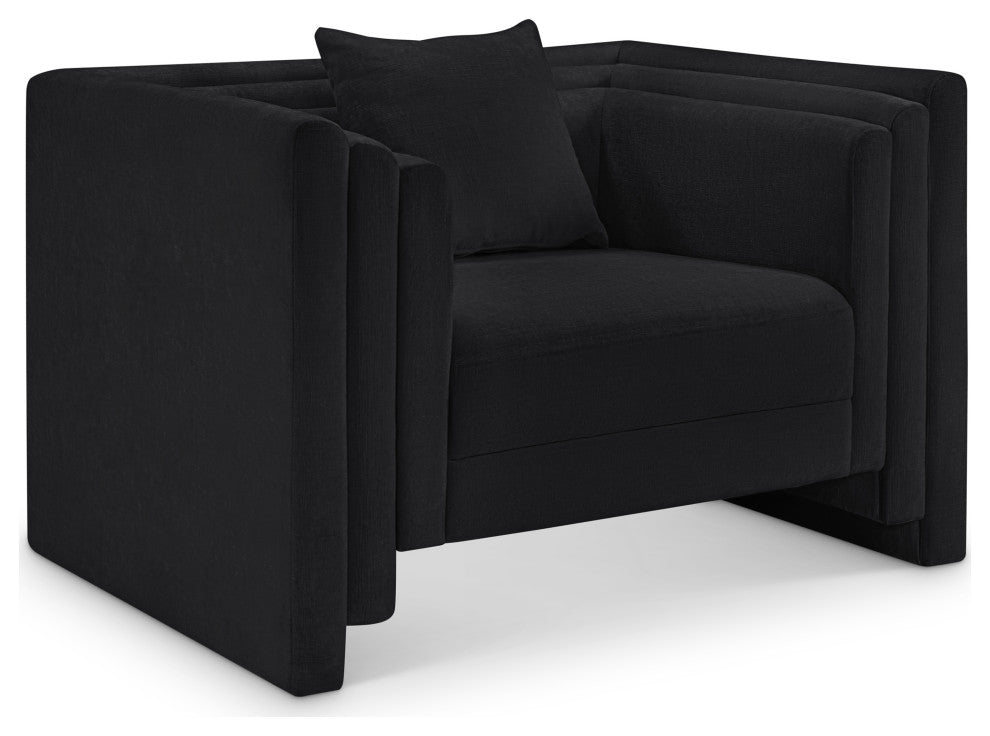 Everett Upholstered Chair, Black, Chenille Fabric
