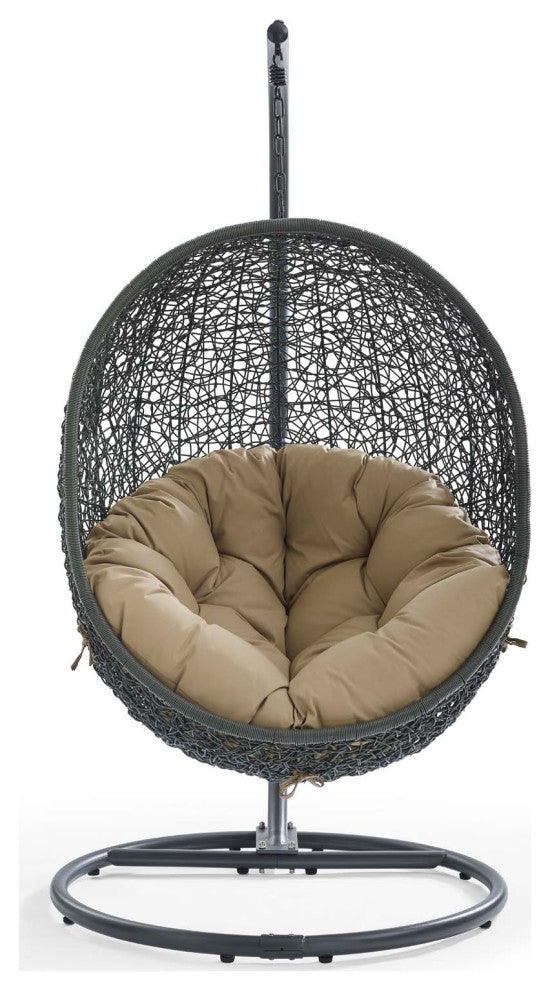 Modway Hide Outdoor Patio Swing Chair With Stand, Gray Mocha