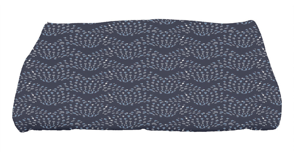Fan Dance 28"x58" Navy Blue Geometric Bath Towel