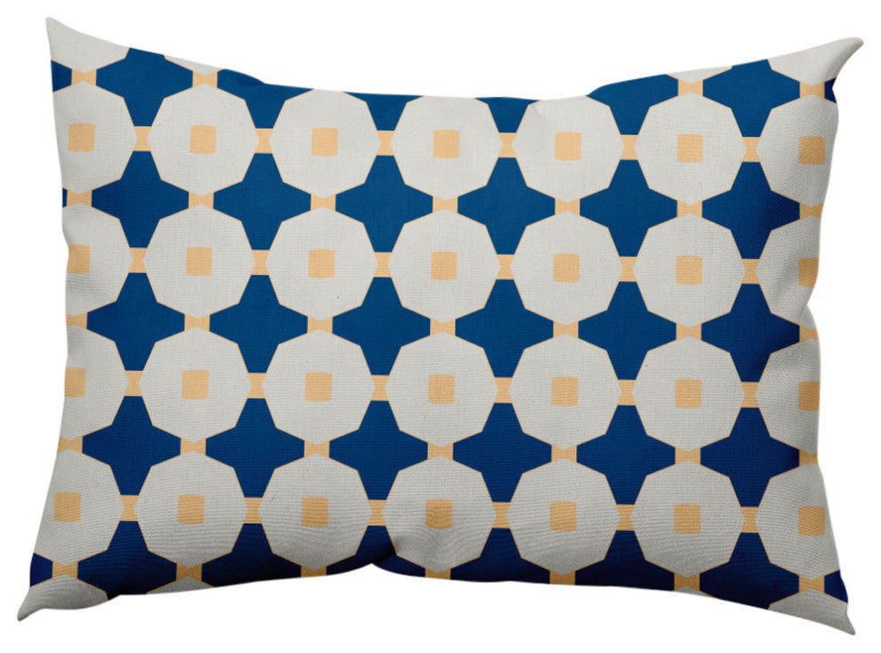Button Up Decorative Throw Pillow, Dark Cobalt Blue, 14"x20"