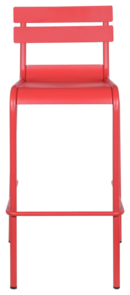 Dana Stackable Outdoor Patio Barstool, Frosted Red, Set of 4