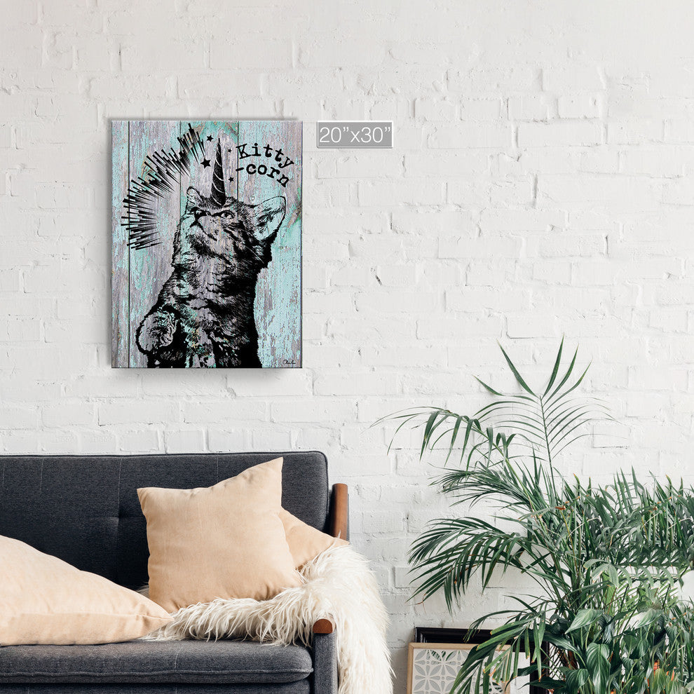 Ready2HangArt 'Kitty-Corn' Wrapped Canvas Animal Wall Art, 30"x20"