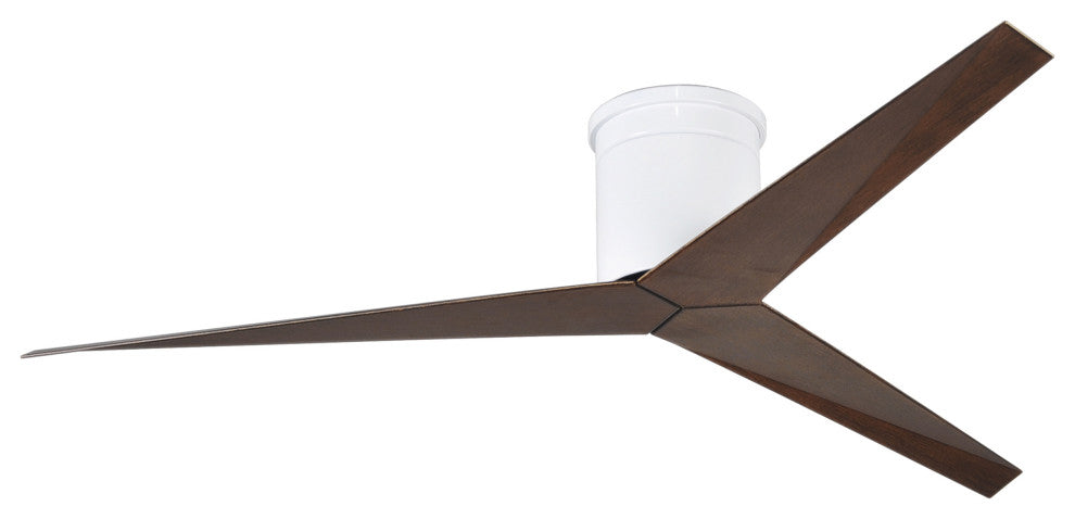 Eliza-H 3 Blade Hugger Paddle Ceiling Fan, Gloss White, Walnut Blades