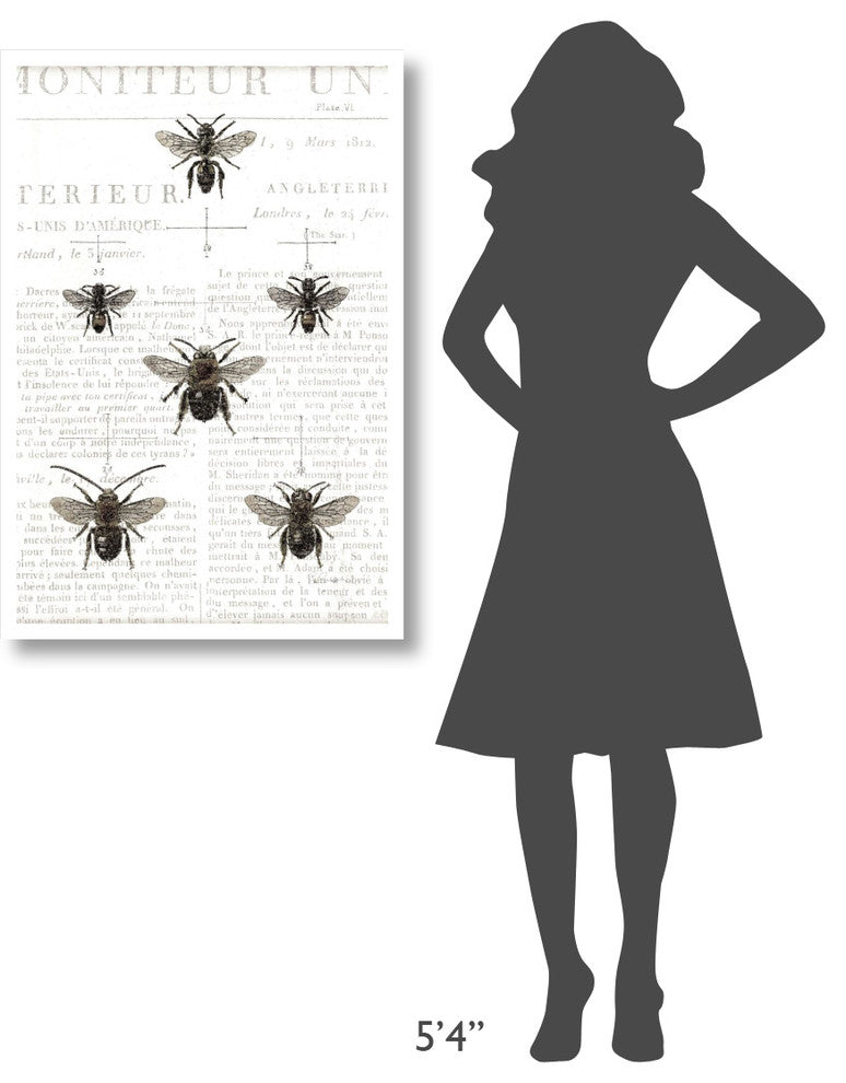 "Bee Botanical Gray" Digital Paper Print by Sue Schlabach, 26"x38"