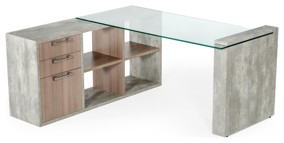 Nova Domus Boston Modern Glass and Concrete Reversible Desk