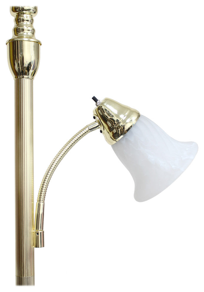 Elegant Designs 2 Light Mother Daughter Floor Lamp With White Marble Glass, Gold