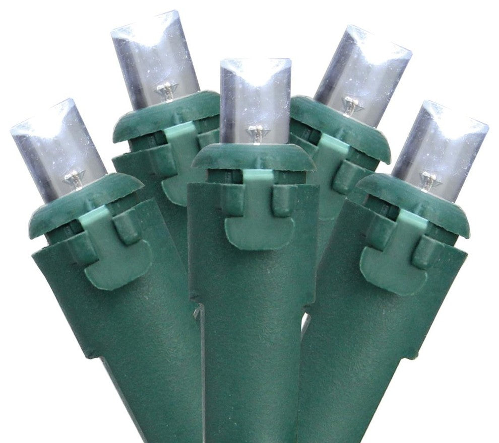 White LED Wide Angle Christmas Lights - Green Wire