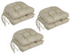 16" Spun Premium Outdoor U-Shaped Tufted Chair Cushions, Set of 6, Newfound Ecru