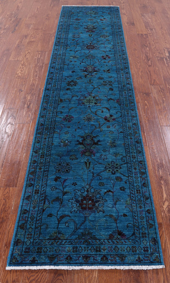 Runner Full Pile Overdyed Tabriz Hand Knotted Rug 2' 8" X 11' 2" - Q12740