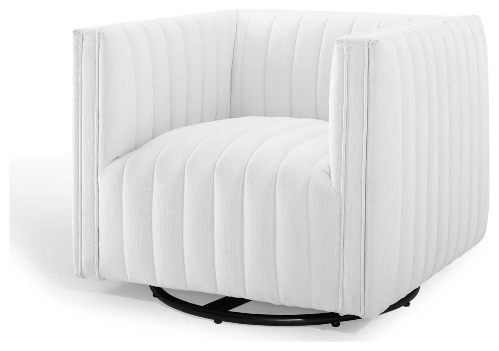 Tufted Armchair Accent Chair, Fabric, White, Modern, Living Lounge Hospitality