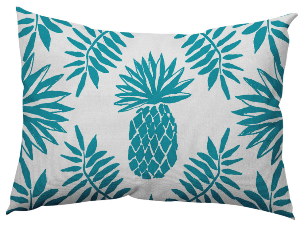 Pineapple Leaves Decorative Throw Pillow, Explorer Blue, 14"x20"