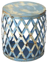 Primitive Blue Iron Side Table for Living Spaces