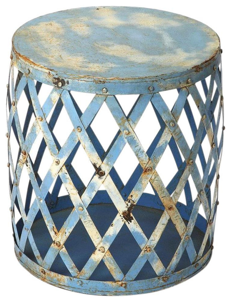 Primitive Blue Iron Side Table for Living Spaces