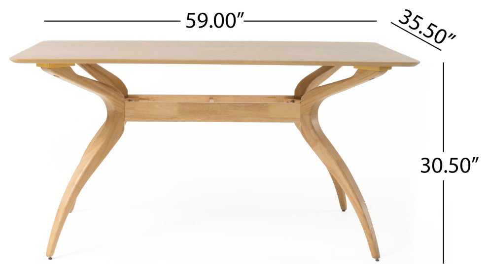 GDF Studio Katherine Mid-Century Modern 5 Piece Dining Set, Light Beige and Natural Oak