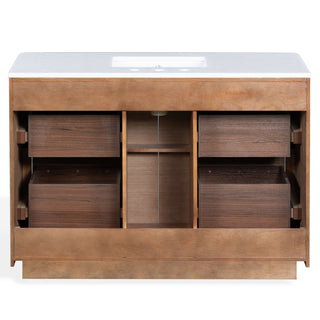 Safavieh Couture Gabrietta Vanity, Medium Oak/White, 48In