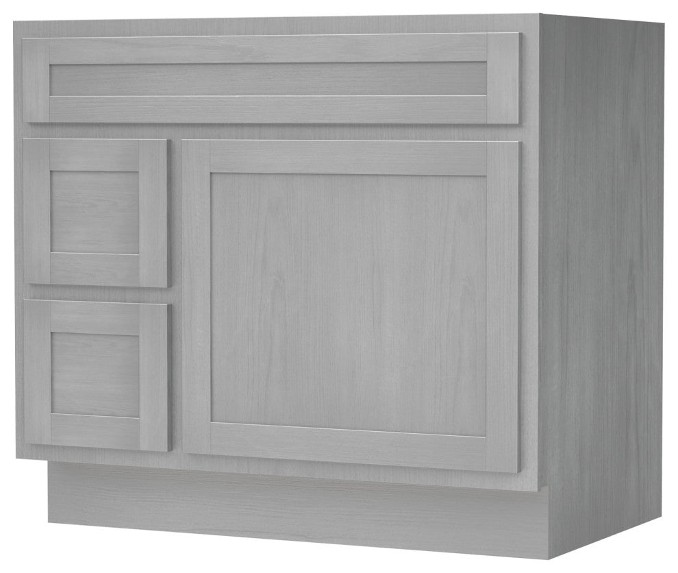 Vanity Art Vanity Base Cabinet, No Top, Drawers on Left, 36", Silver