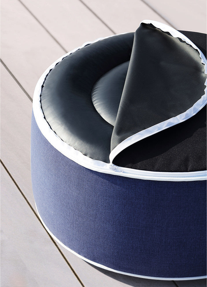 OVE Decors Marlowe Ottoman, Solid Blue