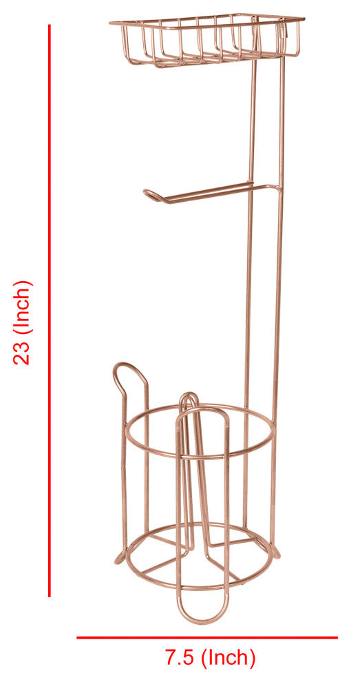 nu steel Freestanding Metal Wire Toilet Paper Roll Holder Stand, Copper Finish