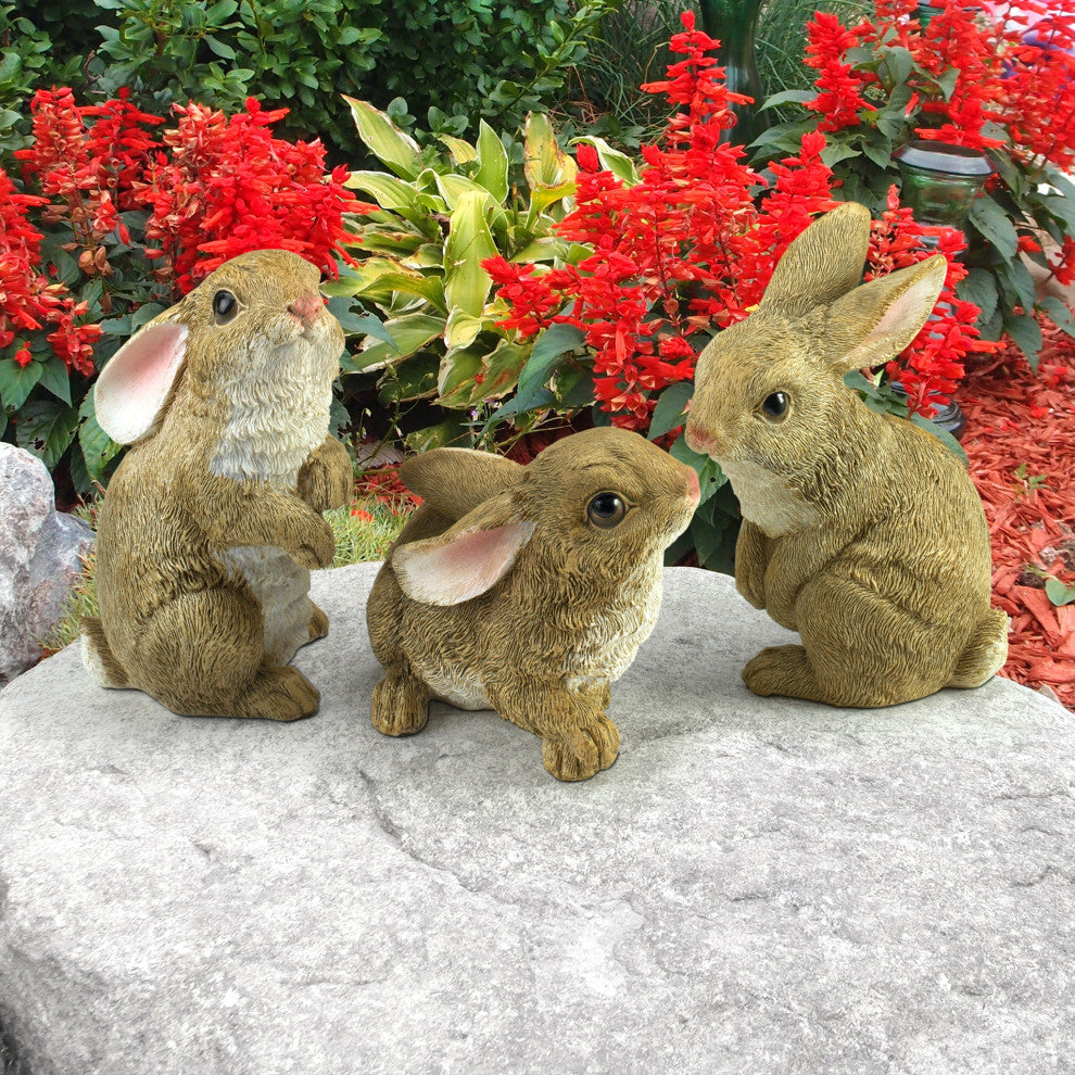 Garden Rabbit Statue Sculpture - Set of 3